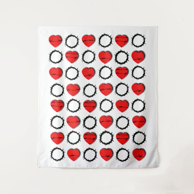 Tapete De Parede Coração e Coroa de espinhos Cristão (Frente)