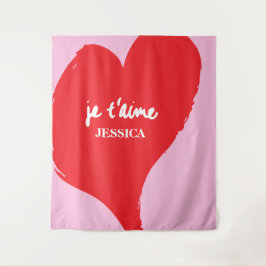 Tapete De Parede Coração vermelha com je t’aime-text sobre fundo ro