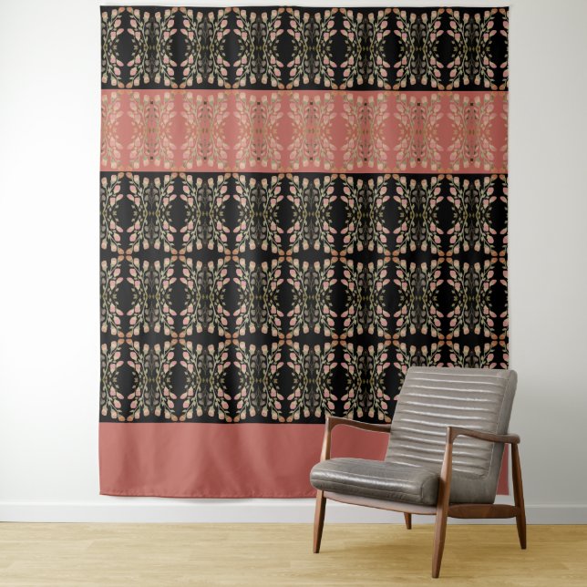 Tapete De Parede Coral Preto e Rosa (In Situ)