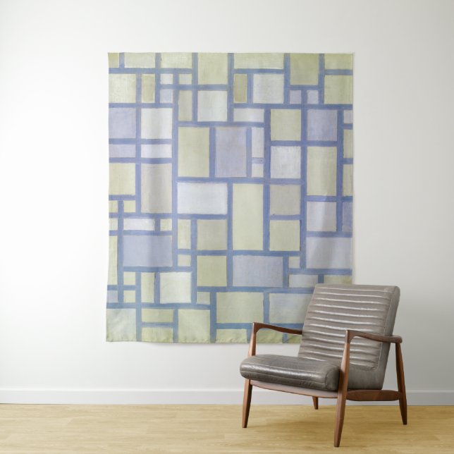 Tapete De Parede Cores Brilhantes Linhas Cinzas | Piet Mondrian | (In Situ)