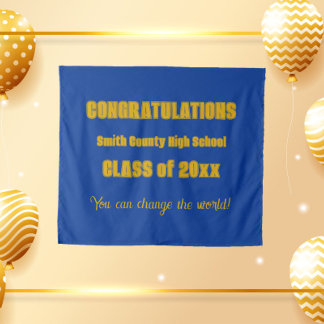 Tapete De Parede Cores Escolares Azul Real e Dourado Graduação