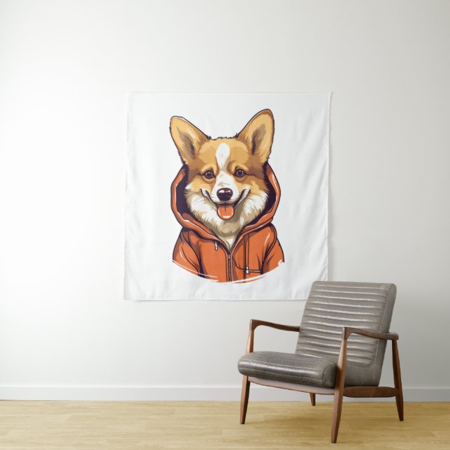 Tapete De Parede Corgi Engraçado Vestindo Moletom (In Situ)