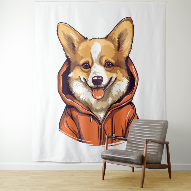 Tapete De Parede Corgi Engraçado Vestindo Moletom (In Situ)