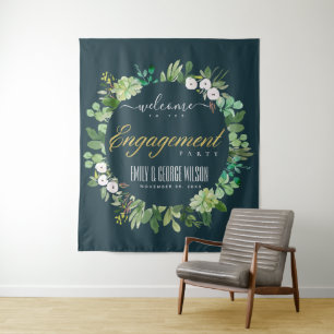 Tapete De Parede COROA DE FOLHAGEM VERDE Aquarela ENGAGEMENT WELCOM