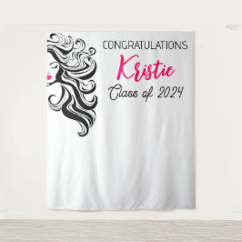 Tapete De Parede Coroa Festa de formatura do Cabelo Rosa Preto-Chic