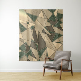 Tapete De Parede Corte triangular bege em 'fundo verde escuro'