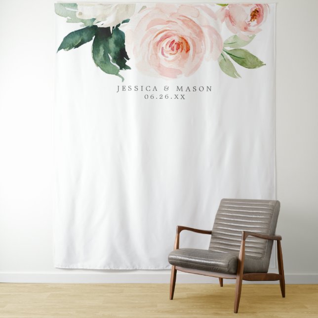 Tapete De Parede Cortina de Casamento Blushing Blooms Photo Booth (In Situ)