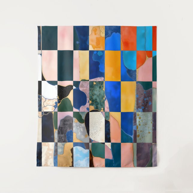 Tapete De Parede Cortina de Checkerboard Luxe (Frente)