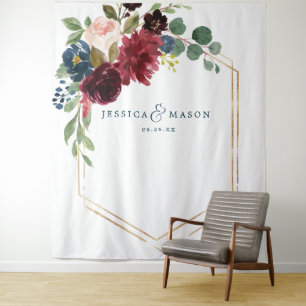 Tapete De Parede Cortina de Decoração de Casamento Floral Burgundy