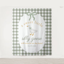 Cortina de Fundo Xadrez Verde Bebê Silly Goose Bab