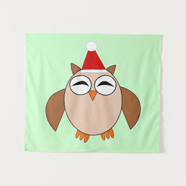Tapete De Parede Coruja de Natal Bonita (Frente (Horizontal))