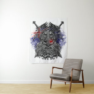 Tapete De Parede corvos de Odin espadas Mitologia Viking bandeira d