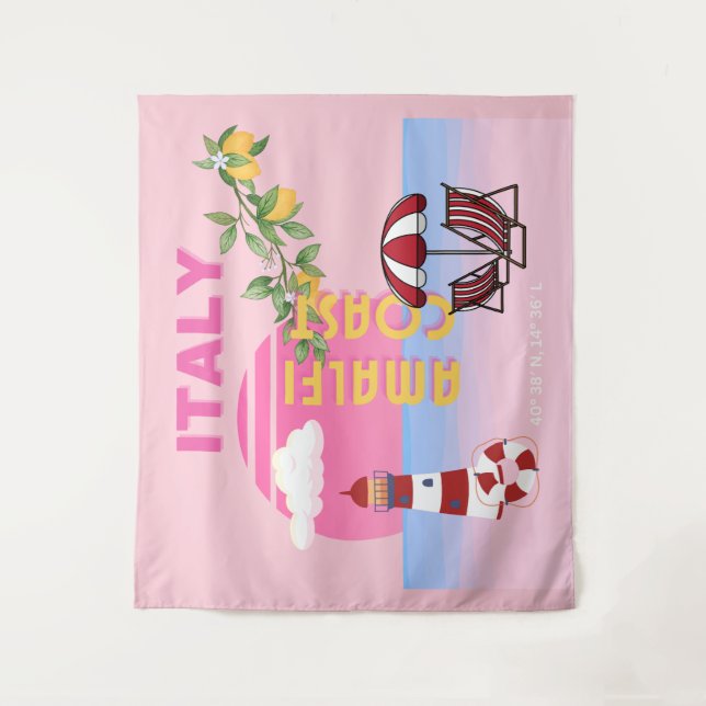 Tapete De Parede Costa Amalfitana, Viagem Elegante, Rosa (Frente)