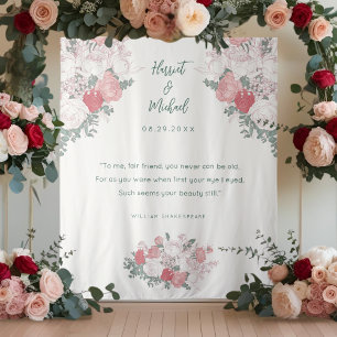 Tapete De Parede Cota de Fundo de Casamento Floral de Cor de Água M