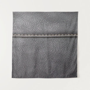 Tapete De Parede Couro preto, costurado com costura branca