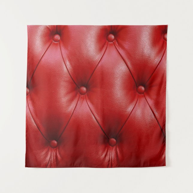 Tapete De Parede Couro Vermelho: Elegância do Padrão de Upholsteria (Frente)