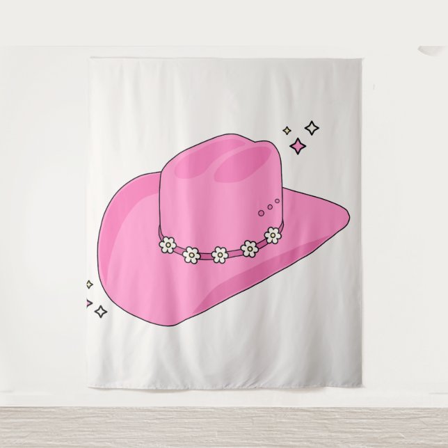 Tapete De Parede Cowboy Hat Pink (Frente)