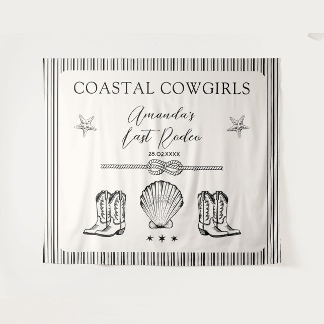 Tapete De Parede Cowgirl Costeira Última Festa de solteira Rodeo (Frente (Horizontal))