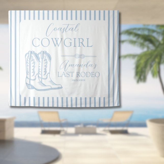 Tapete De Parede Cowgirl Ocidental Festa de solteira Azul (Coastal Cowgirl Western Blue Bachelorette Party Tapestry
)