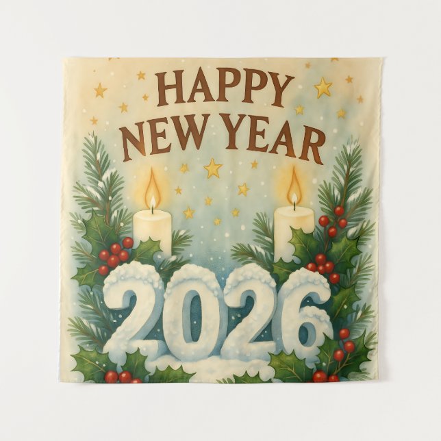 Tapete De Parede cozy happy new year 2026 party backdrop (Frente)