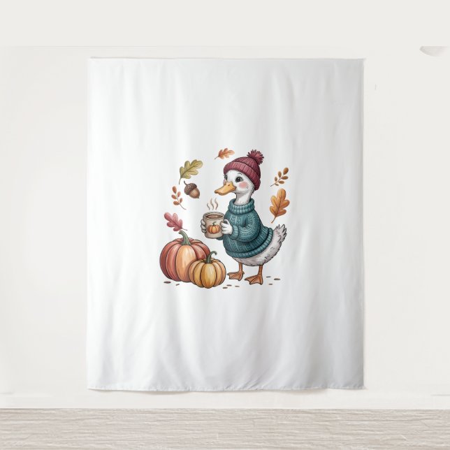 Tapete De Parede Cozy Pumpkin Café Goose Fall Art (Frente)