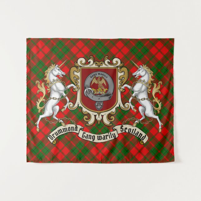 Tapete De Parede Crachá Drummond Clan & Unicorns w/Tartan (Frente (Horizontal))