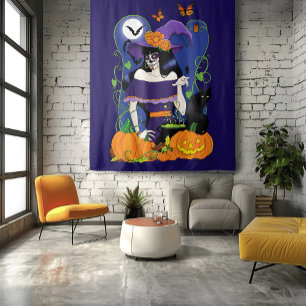 Tapete De Parede Crânio de Açúcar de Bruxas do Halloween