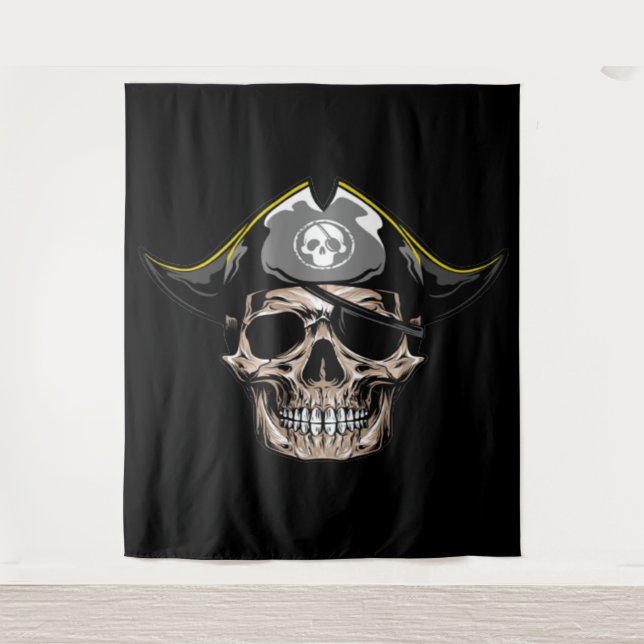 Tapete De Parede Crânio de Pirata Capitão Jack de fundo (Frente)