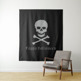 Tapete De Parede Crânio de Silver e Crossbones Plano de Halloween