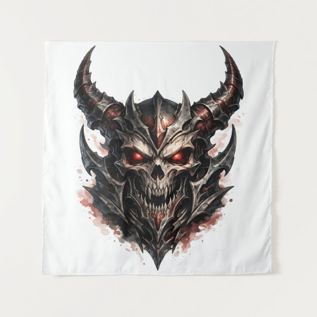 Tapete De Parede Cranio Demoníaco com Chifres (Frente)