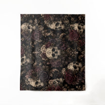 Crânio Gótico & Padrão Floral – Romântico Vintage