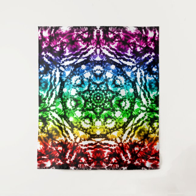 Tapete De Parede Cravata Tie Dye Mandala Retro Estrela Arco-íris (Frente)