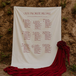 Tapete De Parede Cream and Maroon Wedding Seating Chart Fabric