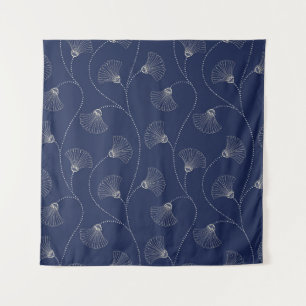 Tapete De Parede Cream Floral Art Nouveau Indigo