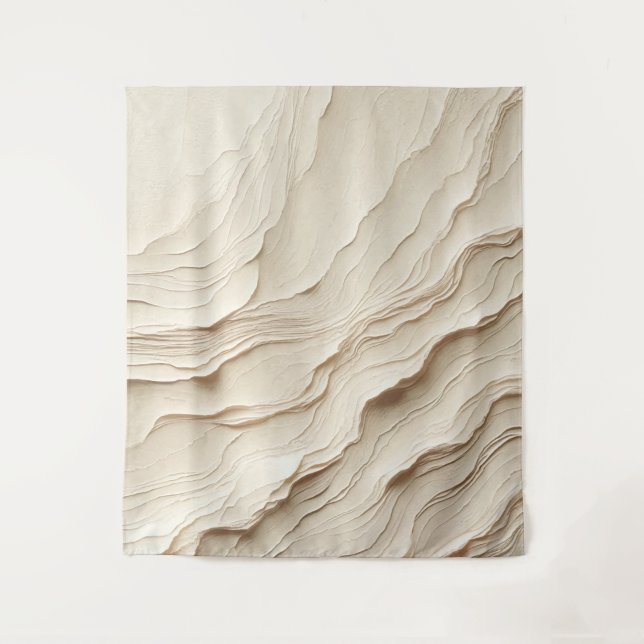 Tapete De Parede Creme de Marfim com Estilo Texturizado Boêmio (Frente)