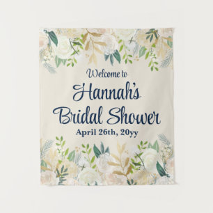 Tapete De Parede Creme Floral Verdura Rosa Boas-Vindas Noiva Chuvei