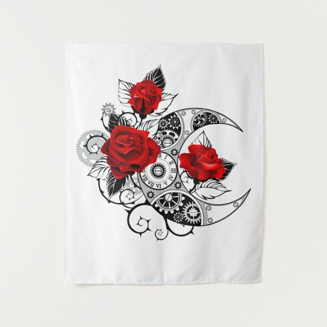 Tapete De Parede Crescente Mecânico com Rosas vermelhas (Frente)