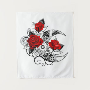 Tapete De Parede Crescente Mecânico com Rosas vermelhas