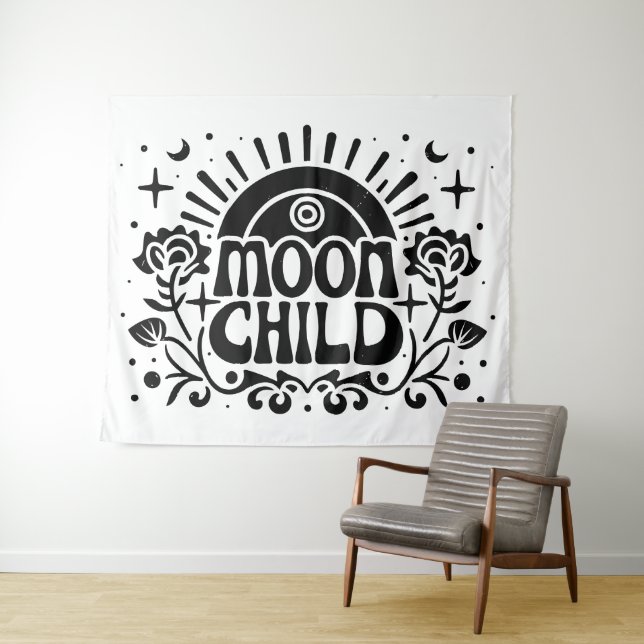 Tapete De Parede Criança da lua feiticeira, estética espiritual (In Situ (Horizontal))