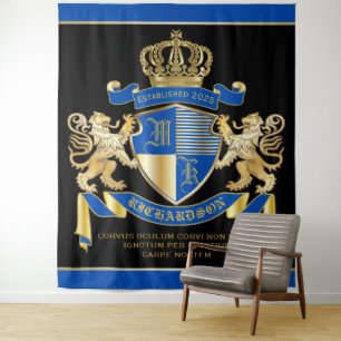 Tapete De Parede Criar seu próprio emblema Dourado azul do leão d