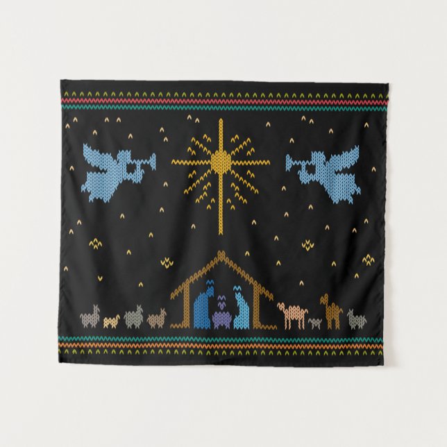 Tapete De Parede Cristão de Suor de Natal Feio e Natividade (Frente (Horizontal))