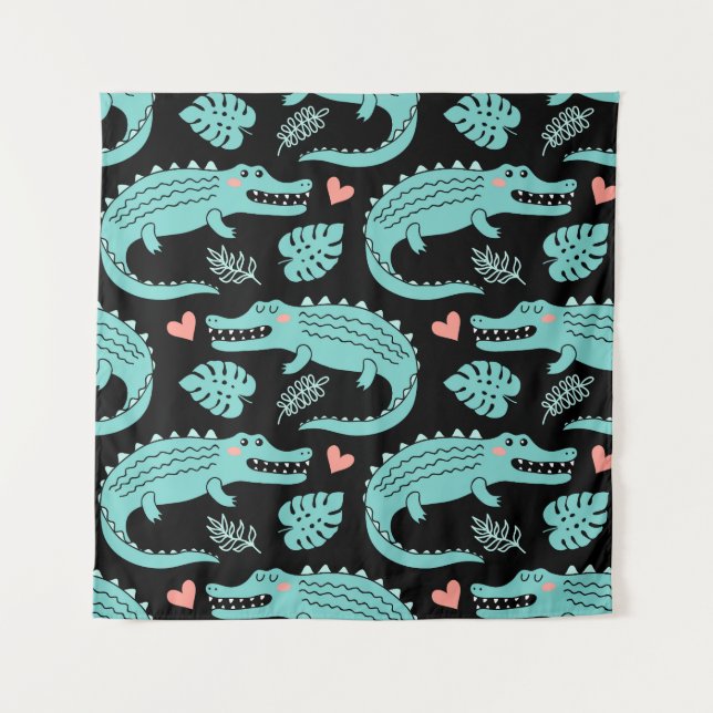Tapete De Parede Crocodilos de animação, um padrão perfeito. (Frente)