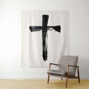 Tapete De Parede Crucifixo Contemporâneo de Pincel de Tinta de Cal