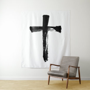 Tapete De Parede Cruz de Pincel de Caligrafia - Crucifixo Moderno