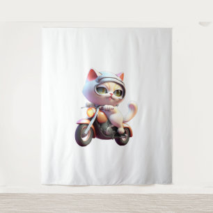 Tapete De Parede CTE-CAT dirigindo motocicleta T-Shirt clássico (7)