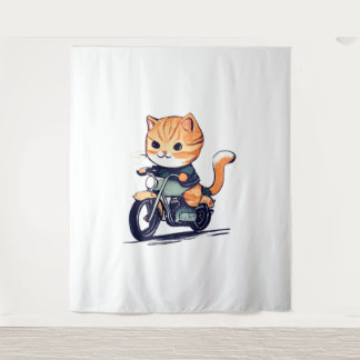 Tapete De Parede CTE-CAT dirigindo motocicleta T-Shirt clássico (8)