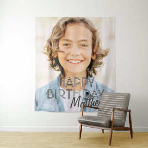 Tapete De Parede Cumprimento de Aniversário com Foto Personalizada 