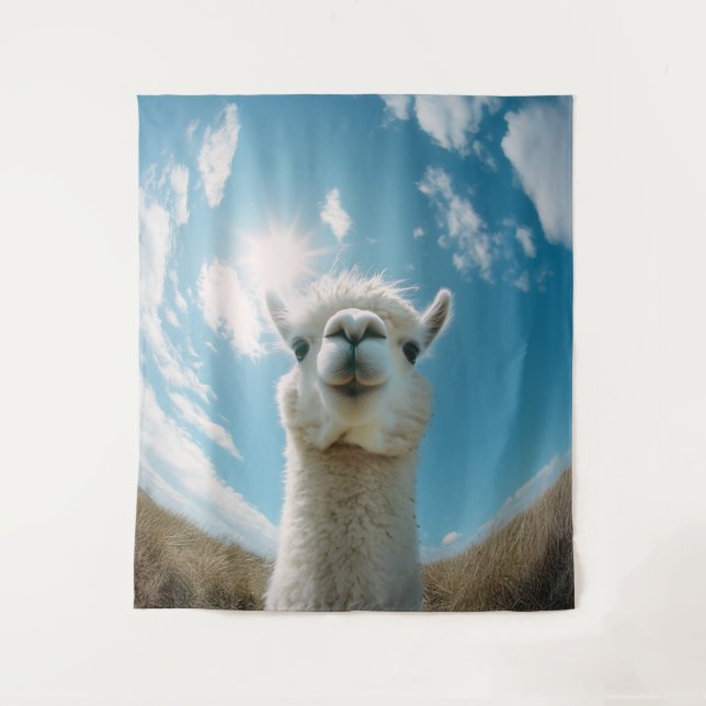 Tapete De Parede Curioso Alpaca debaixo do Sol (Frente)