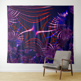 Tapete De Parede Curvas apontadas de azul para vermelho e branco. L