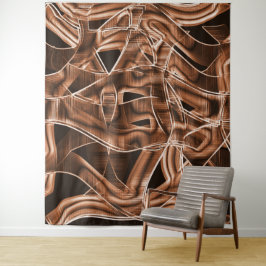 Tapete De Parede Curvas de fita, recorte castanho com alivio e sobr